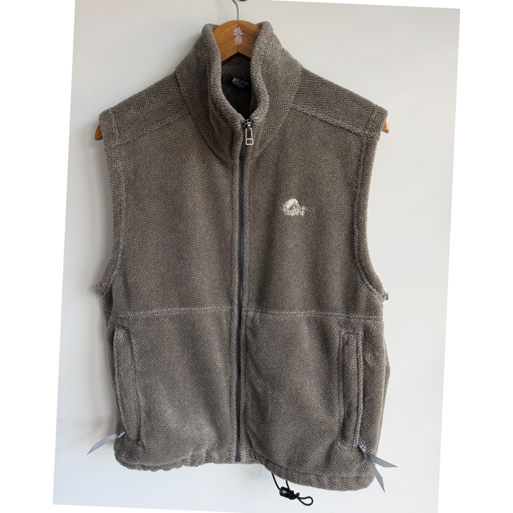 Lowe Alpine Mens Textured Polartec Fleece Vest Medium Gray Gorpcore Outdoor